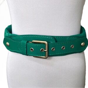 Patrizia Pepe Green Goatskin Regular Women\'s Belt Buy Ladies Olive Green Leather Belt With Gold Buckle Thin  main image 3